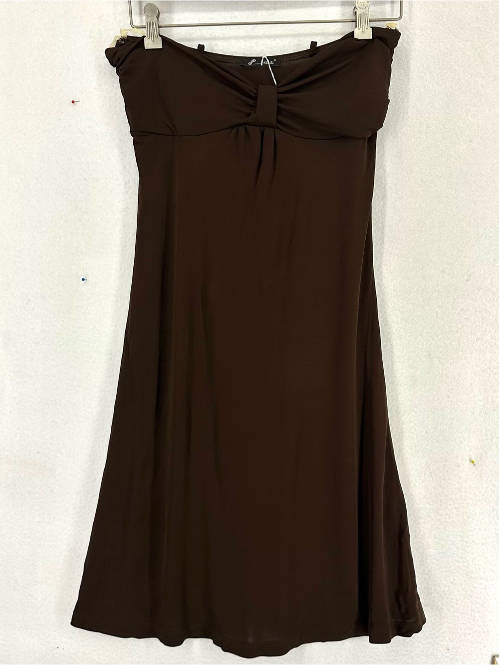 Y2K Brown Strapless Mini Dress Ruched Bust Women’s Size Small